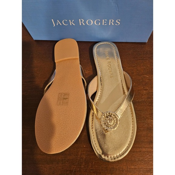 Jack Rogers Rowan Flip Flop Thong Toe Sandal Rondelle Ornament Platinum Size 10M - Picture 8 of 10